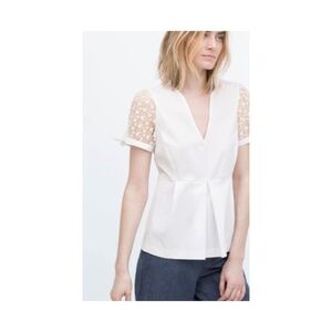 White Zara Poplin Top